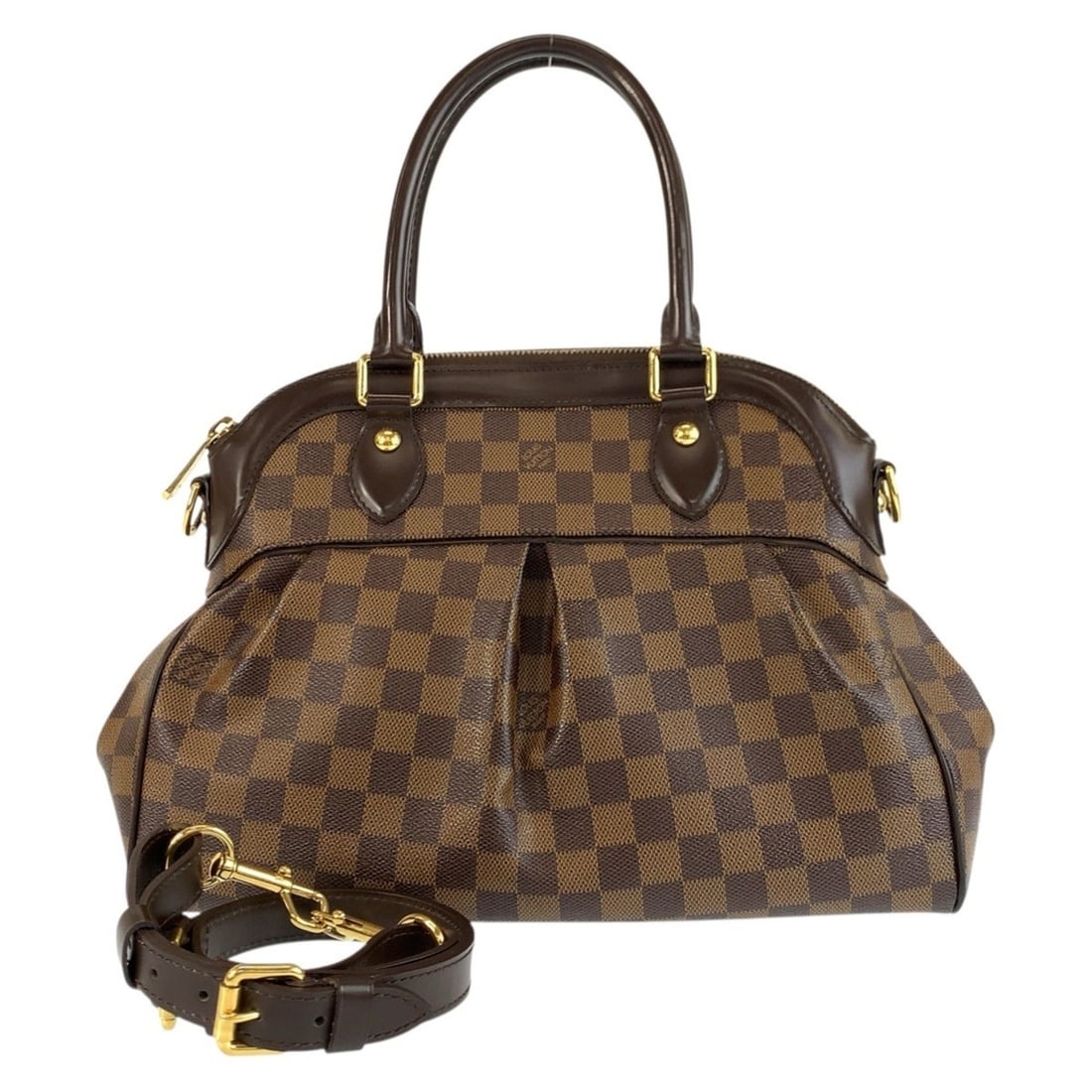 LOUIS VUITTON Damier Trevi PM Brown Gold Hardware N51997 Handbag Shoulder Bag 2-way Women's: --- Catalog ---Category: SizeSize (HxWxD): 24cm x 35cm x 14cm / 9.44'' x 13.77'' x 5.51''Category: DesignType: Handbag, Shoulder bagColor: Brown, Damier CanvasGender: WomenMaterial: PVC Category: