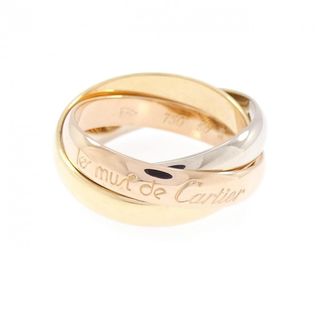 Cartier Trinity Ring: --- Catalog ---Category: SizeUS Size: 5.5Brand Size: 50Category: DesignType: Band ringGender: WomenMaterial: Pink gold (18K), White gold (18K), Yellow gold (18K)Category: GeneralBrand: Cartier--- Item