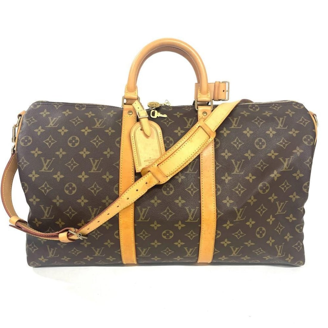 Louis Vuitton Keepall 50 Boston Bag, Monogram Canvas and Leather, M41416, Brown with Gold Hardware: --- Catalog ---Category: SizeSize (HxWxD): 27cm x 50cm x 22cm / 10.62'' x 19.68'' x 8.66''Category: DesignType: Boston bagColor: BrownGender: WomenMaterial: Monogram Hardware Color: GoldCategory: