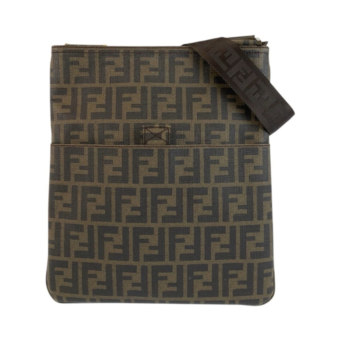 FENDI Zucca Brown with Gold Hardware 7VA207-UZD Shoulder Bag/Pouch for Men: --- Catalog ---Category: SizeSize (HxWxD): 30cm x 27cm x 2cm / 11.81'' x 10.62'' x 0.78''Category: DesignType: Pochette, Shoulder bagColor: BrownGender: MenMaterial: PVC Category: GeneralMPN: 7VA207-U