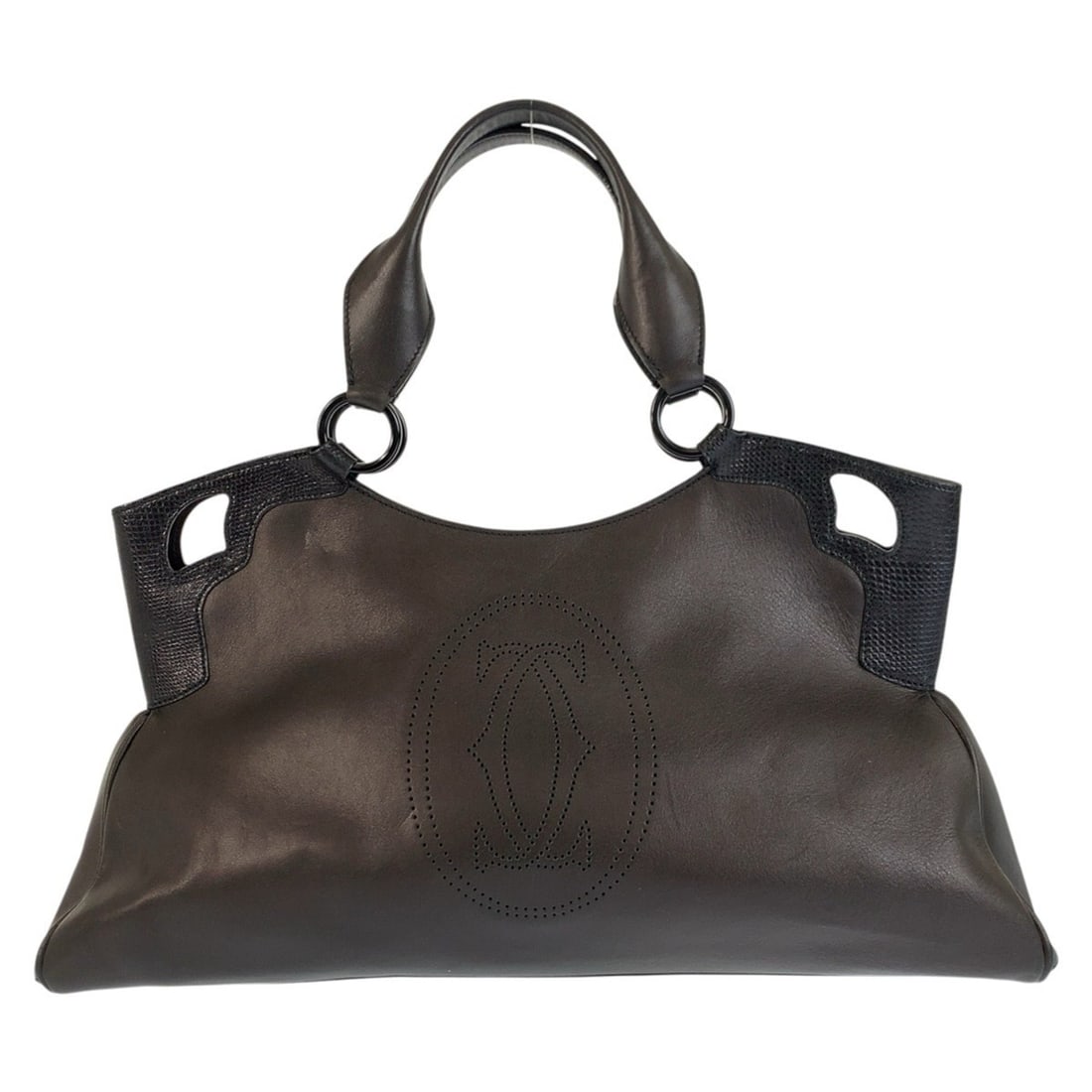 CARTIER Cartier Marcello Black Leather Tote Bag, Handbag, Shoulder Bag for Women, with Silver: --- Catalog ---Category: SizeSize (HxWxD): 22cm x 45cm x 13cm / 8.66'' x 17.71'' x 5.11''Category: DesignType: Handbag, Shoulder bag, Tote bagColor: BlackGender: WomenMaterial: Leather Hardware Color: