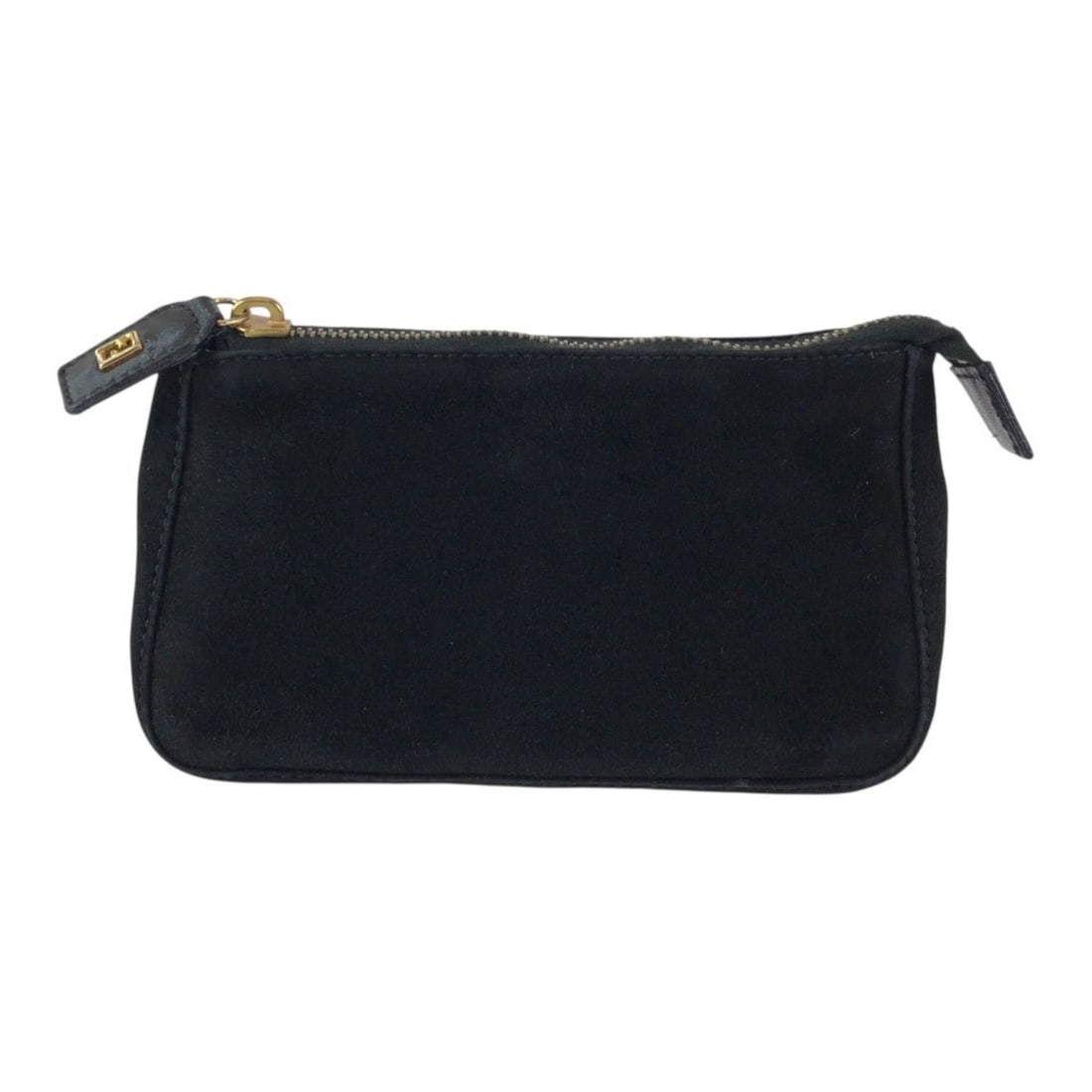 FENDI Vintage Black Nubuck Handbag/Pouch (26387) with Gold Hardware - Women's: --- Catalog ---Category: SizeSize (HxWxD): 10cm x 17cm x 5.5cm / 3.93'' x 6.69'' x 2.16''Category: DesignType: Handbag, PouchColor: BlackGender: WomenMaterial: Leather Hardware Color: GoldLeather/Fur 