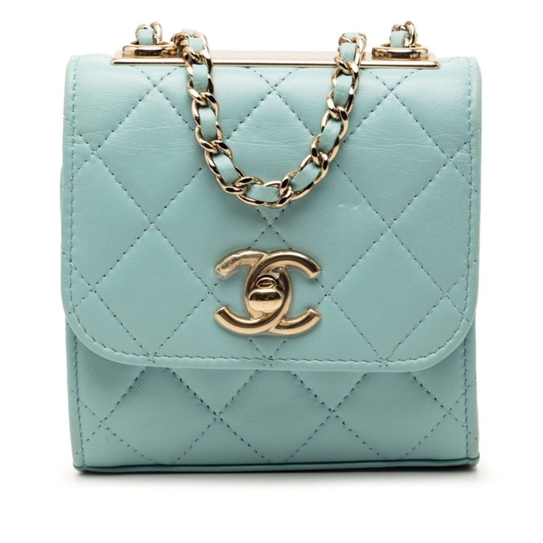 Chanel Trendy CC Coco Mark Matelassé Chain Shoulder Bag, Light Blue Lambskin, Women's CHANEL: --- Catalog ---Category: SizeSize (HxWxD): 11.5cm x 11cm x 5cm / 4.52'' x 4.33'' x 1.96''Category: DesignType: Shoulder bagColor: Light blueGender: WomenMaterial: Leather Category: GeneralBrand: Chane