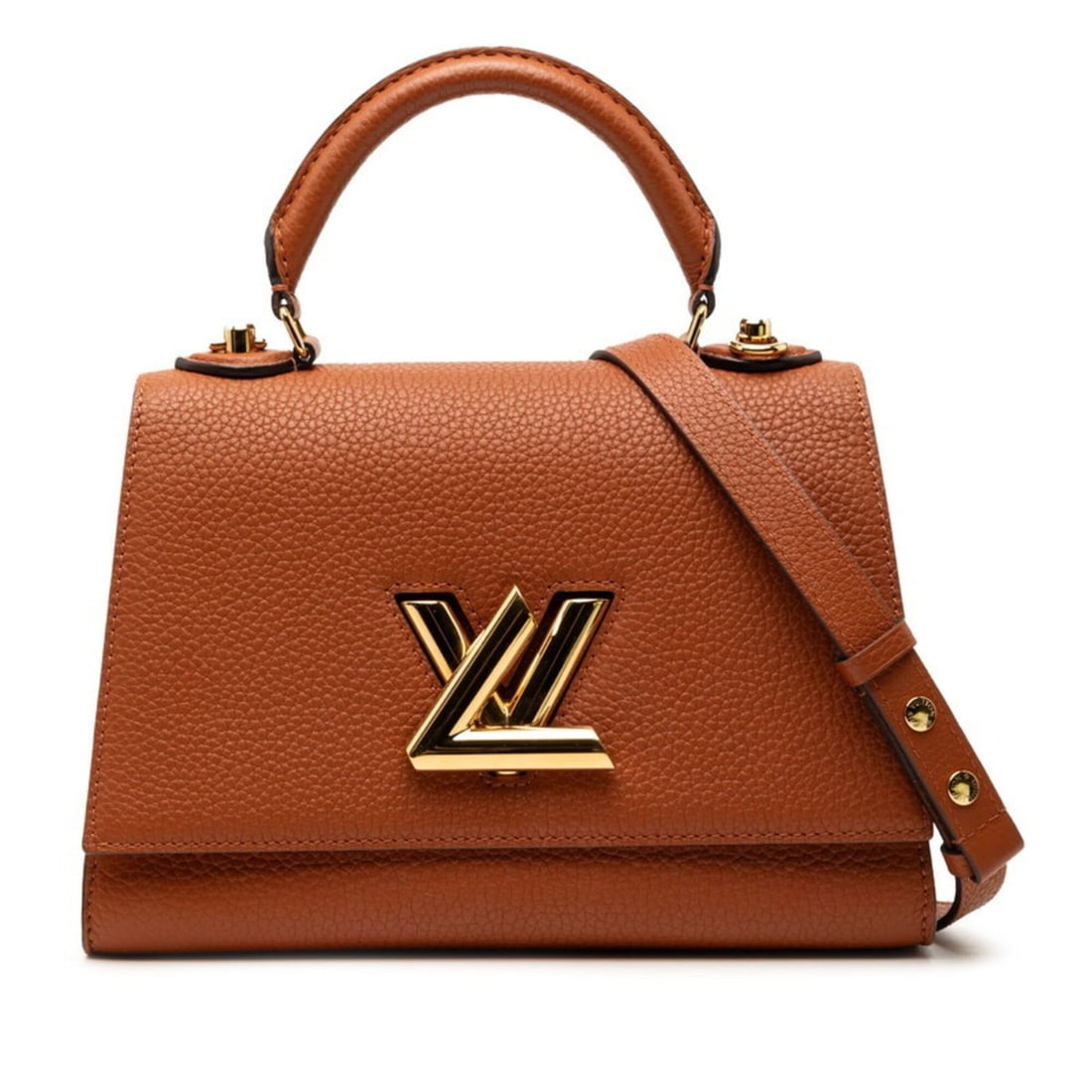 Louis Vuitton Twist One Handle PM Handbag, Top Shoulder Bag, 2-Way, M57897, Caramel Brown, Taurillon (1 of 8)