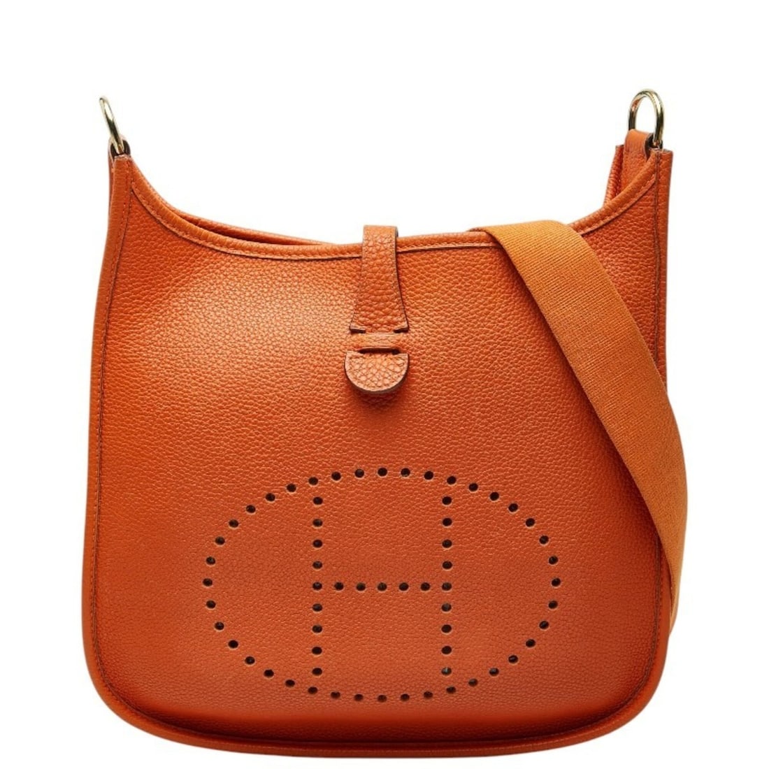 Hermes Evelyne 1 PM Shoulder Bag, Orange Togo Leather, Women's: --- Catalog ---Category: SizeStrap Drop: 48cm / 18.89''Size (HxWxD): 27cm x 28cm x 7.5cm / 10.62'' x 11.02'' x 2.95''Category: DesignType: Shoulder bagColor: OrangeGender: WomenMaterial: Togo leather 