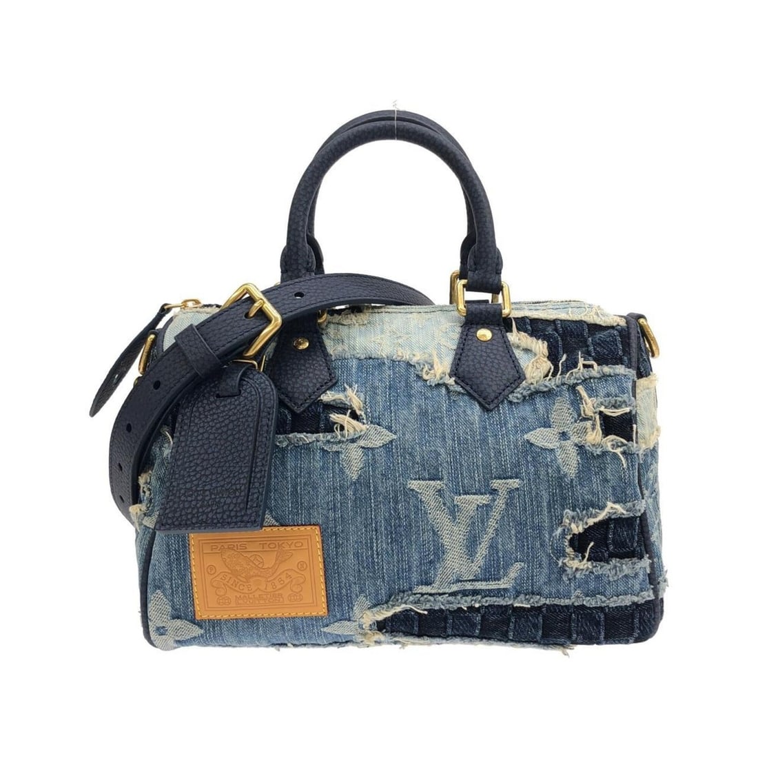 Louis Vuitton Denim Boro Landscape Speedy Bandoulière 25cm M15276 Boston Bag: --- Catalog ---Category: SizeSize (HxWxD): 20cm x 26.5cm x 14cm / 7.87'' x 10.43'' x 5.51''Category: DesignType: Boston bagColor: BlueGender: Men,WomenMaterial: Denim Hardware Color: GoldCategory: