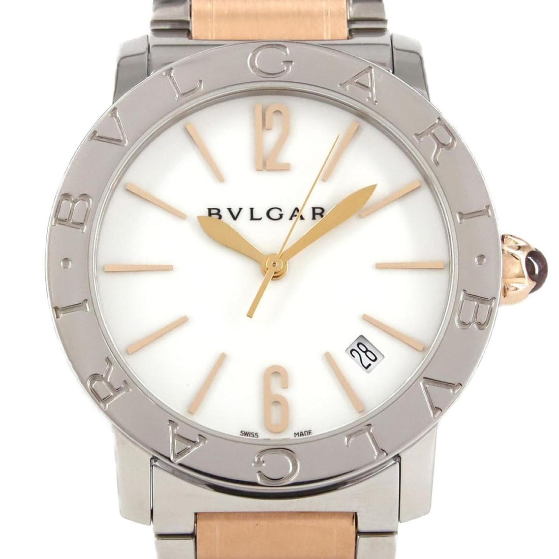 Bulgari BBL37S SSxPG Automatic Watch: --- Catalog ---Category: SizeWrist Size: 17.5cm / 6.88''Case Diameter: 37mm / 1.46''Category: DesignType: WristwatchGender: MenColor (Dial): WhiteMaterial (Band): Pink gold, Stainless steelMaterial (C