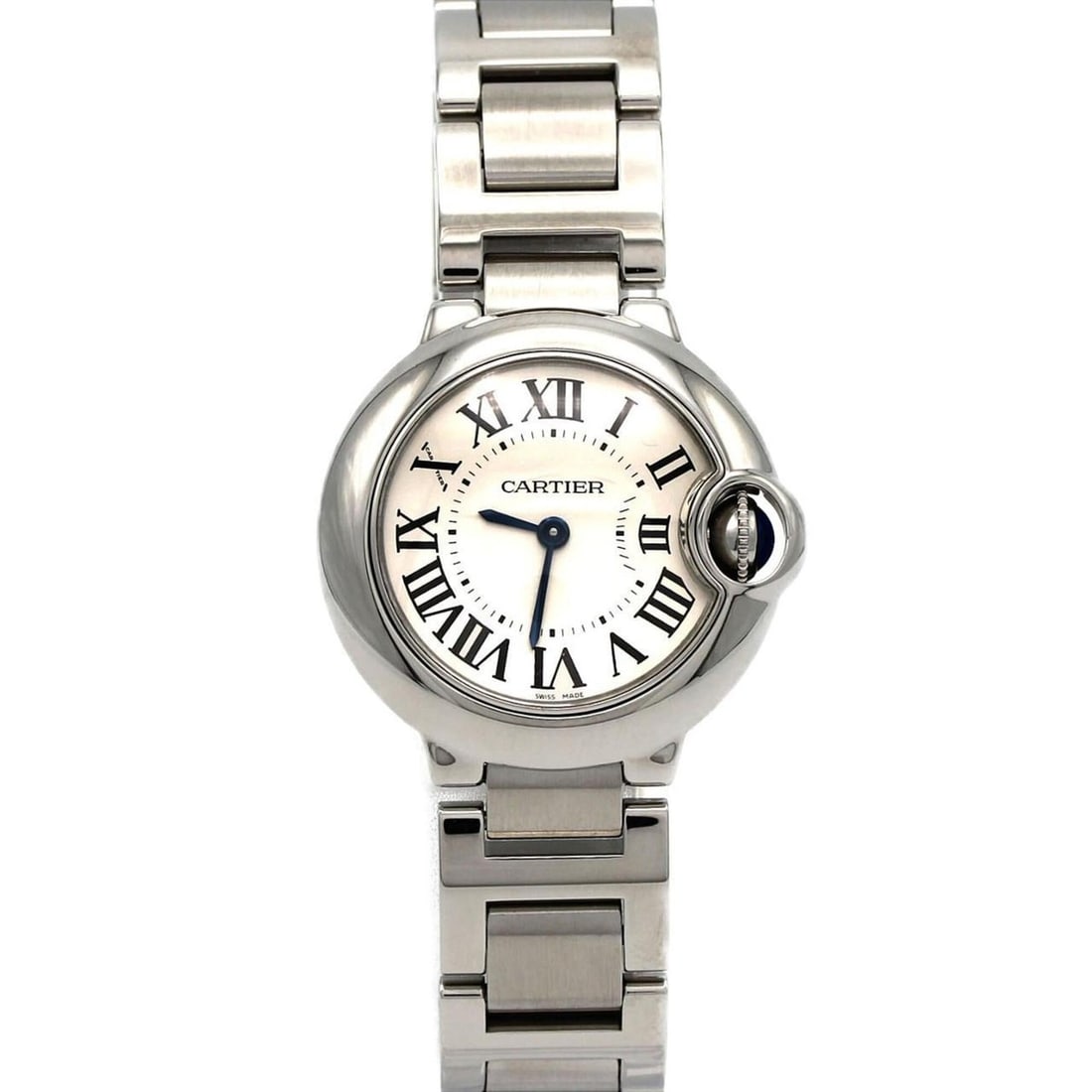 Cartier Ballon Bleu SM W69010Z4 SS Quartz Watch: --- Catalog ---Category: SizeWrist Size: 17cm / 6.69''Case Diameter: 28mm / 1.1''Category: DesignType: WristwatchGender: WomenColor (Dial): SilverMaterial (Band): Stainless steelMaterial (Case): Stain