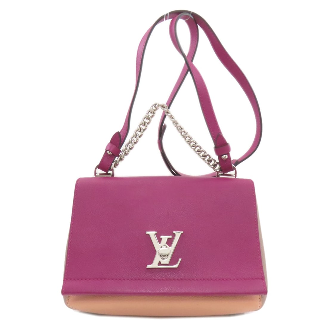 Louis Vuitton Lockme 2BB Shoulder Bag, Calfskin, Women's.: --- Catalog ---Category: SizeSize (HxWxD): 16cm x 21cm x 7cm / 6.29'' x 8.26'' x 2.75''Category: DesignType: Shoulder bagColor: Gray, Pink, PurpleGender: WomenMaterial: Leather Leather/Fur Type: Calfs