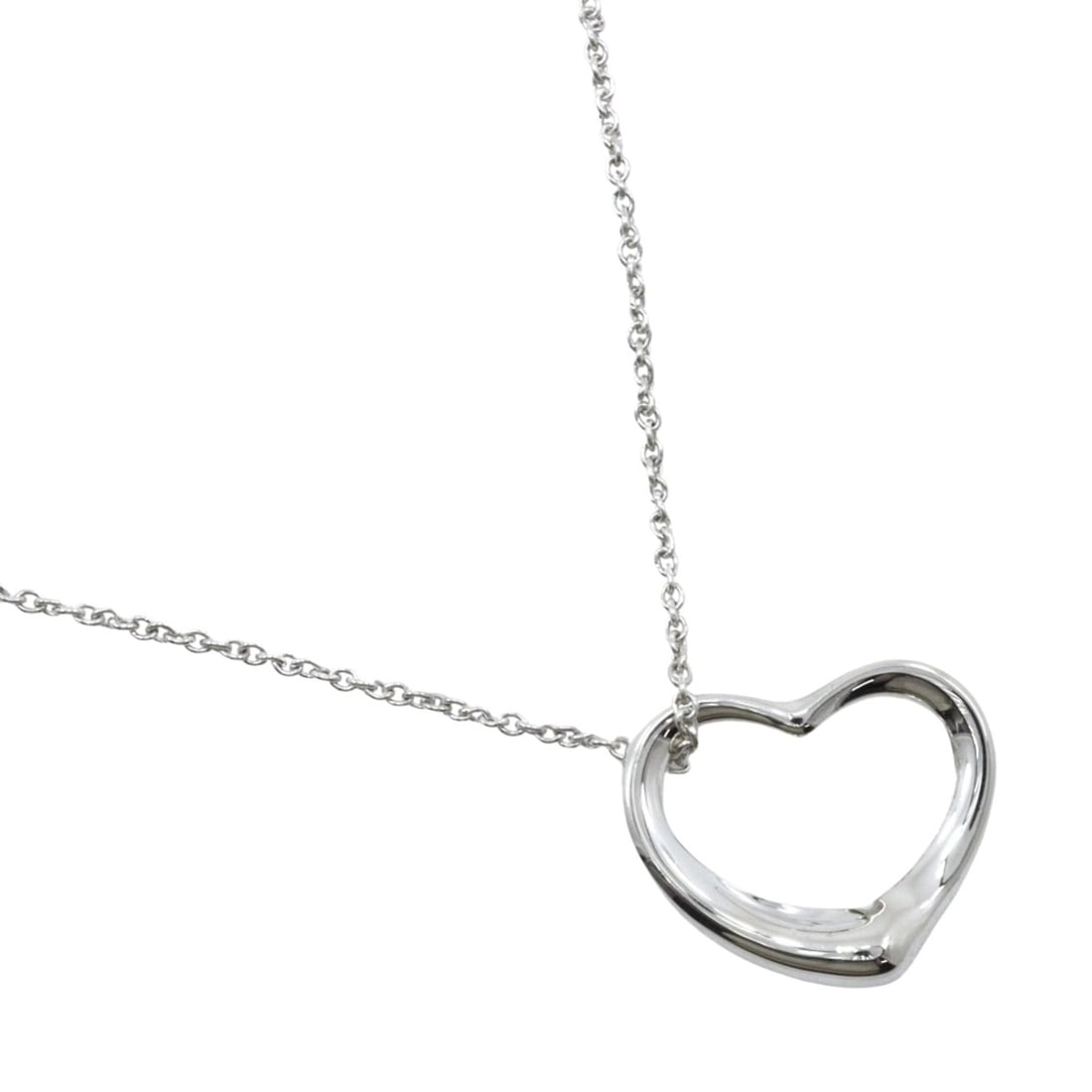 Tiffany & Co. Open Heart Necklace, Elsa Peretti Design, Sterling Silver 925, Approx. 5g, Women's.: --- Catalog ---Category: SizePendant Size: 18mm x 22mm / 0.7'' x 0.86''Neck Circumference: 42 cm / 16.53''Category: DesignGender: WomenMaterial: Silver 925Necklace Type: NecklaceCategory: GeneralBrand