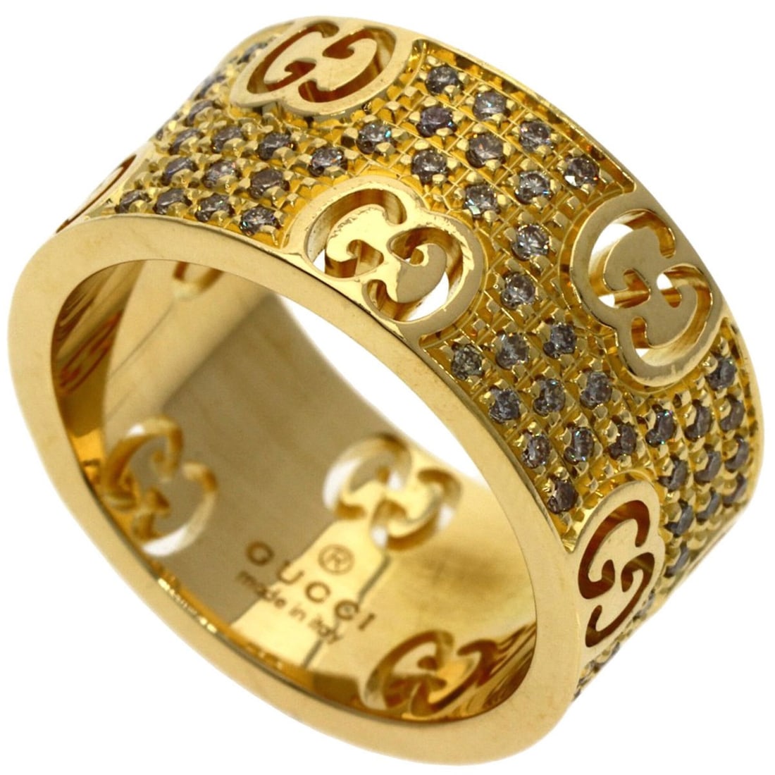 Gucci Icon Stardust Wide Diamond Ring #10, 18K Yellow Gold, Women's.: --- Catalog ---Category: SizeJP Size: 10US Size: 5.5Category: DesignColor: Yellow goldGender: WomenMaterial: Yellow gold (18K)Category: GeneralBrand: Gucci--- Item List ---Section: ConditionRanking: R