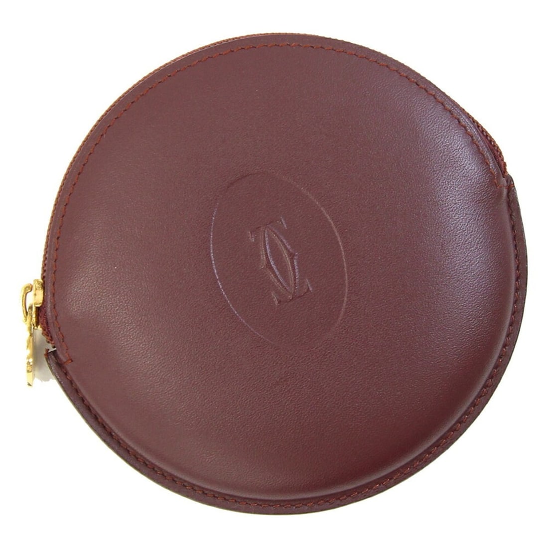 Cartier Must L3000111 Bordeaux Leather Coin Purse/Wallet - Compact Wallet, Round Purse: --- Catalog ---Category: SizeSize (HxWxD): 10cm x 9.5cm x 2cm / 3.93'' x 3.74'' x 0.78''Category: DesignType: Coin purse/coin caseColor: BordeauxGender: WomenMaterial: Leather Category: GeneralLine: M