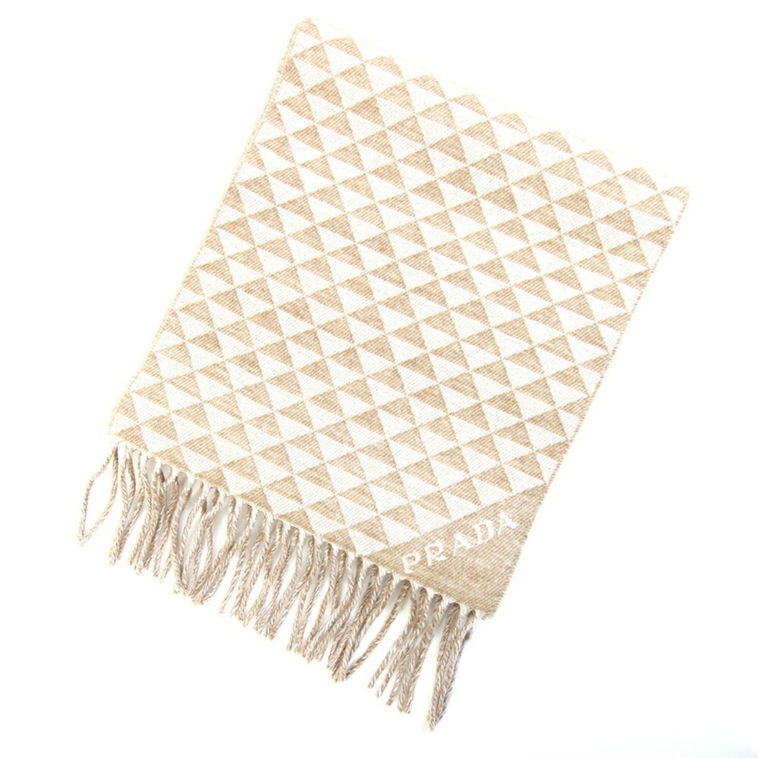 Prada Scarf 1FS056 Beige 90% Wool 10% Cashmere Stole Shawl Men's Women's PRADA (1 of 20)