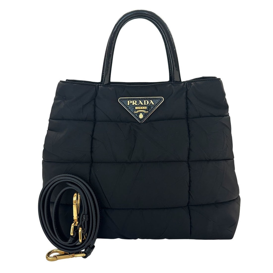 Prada handbag for women, brand name, handbag/shoulder bag, 2-way, nylon, black, simple design.: --- Catalog ---Category: SizeSize (HxWxD): 27cm x 29cm x 12cm / 10.62'' x 11.41'' x 4.72''Category: DesignType: Handbag, Shoulder bagColor: BlackGender: WomenMaterial: Nylon Category: GeneralBrand: Pr
