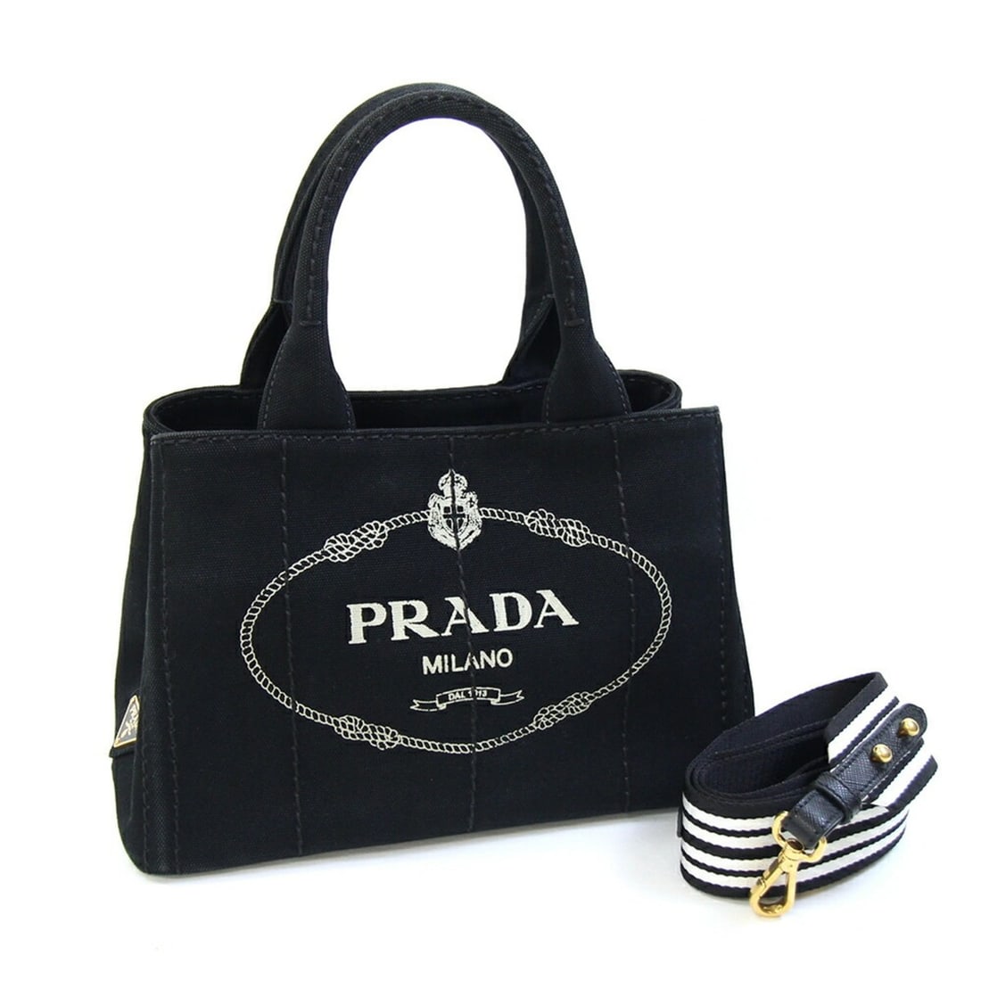 Prada Canapa handbag 1BG439 Black canvas shoulder tote bag for women PRADA (1 of 15)