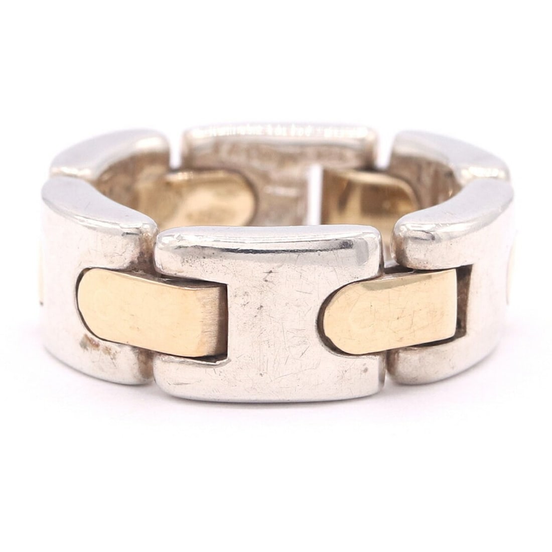 Tiffany & Co. H-Link Ring, Sterling Silver 925, 18K Yellow Gold, Combination Women's.: --- Catalog ---Category: SizeWidth: 7mm / 0.28''Weight: 10g / 0.35oz.JP Size: 12US Size: 6.5Category: DesignType: Band ringGender: WomenMaterial: Sterling silver 925, Yellow gold (18K)Category: Genera