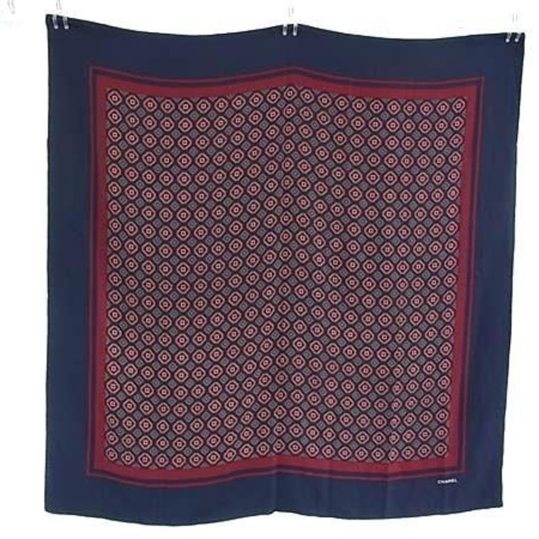 CHANEL Chanel Stole/Scarf, Navy x Multicolor Silk, Women's Shawl (1 of 9)
