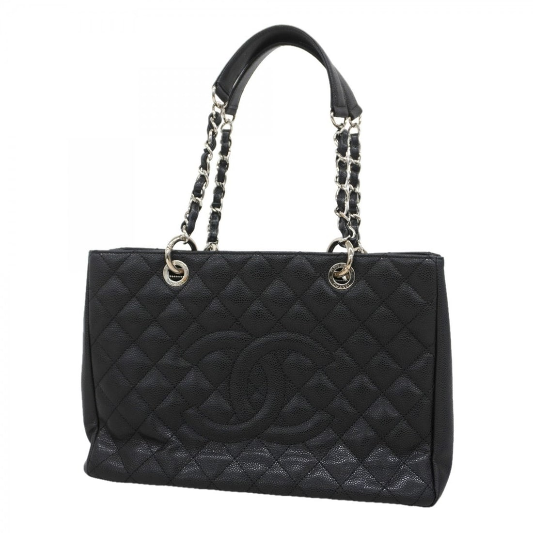 Chanel Tote Bag/Chain Tote, Matelassé Caviar Leather, Black, Women's: --- Catalog ---Category: SizeSize (HxWxD): 23cm x 34cm x 16cm / 9.05'' x 13.38'' x 6.29''Category: DesignType: Tote bagColor: BlackGender: WomenMaterial: Grained Calfskin Hardware Color: SilverCategor