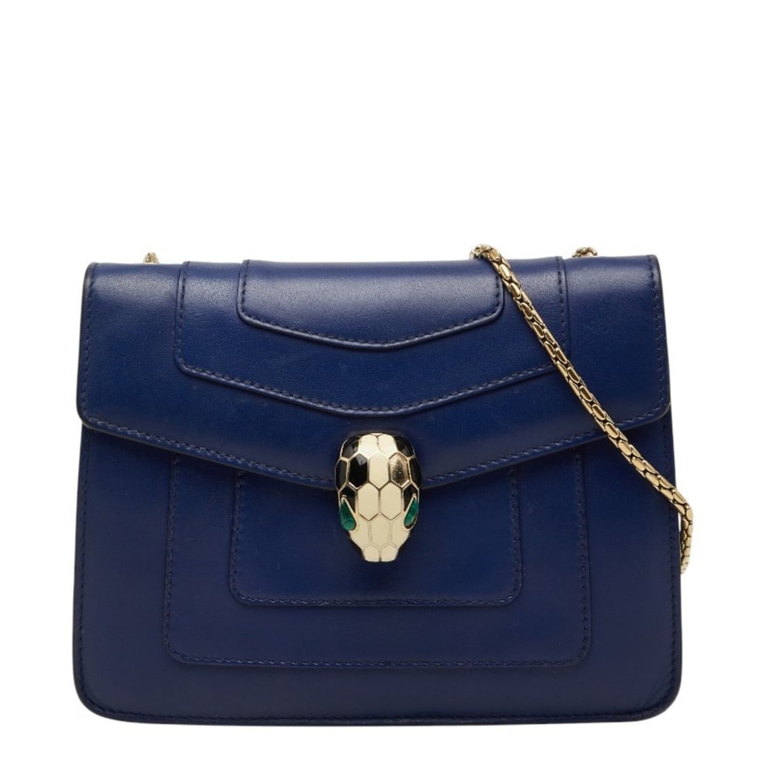 Bulgari Serpenti Forever Chain Shoulder Bag, Navy Leather, Women's BVLGARI: --- Catalog ---Category: SizeSize (HxWxD): 15cm x 20cm x 4cm / 5.9'' x 7.87'' x 1.57''Category: DesignType: Shoulder bagColor: NavyGender: WomenMaterial: Leather Category: GeneralBrand: Bvlgari--- Ite