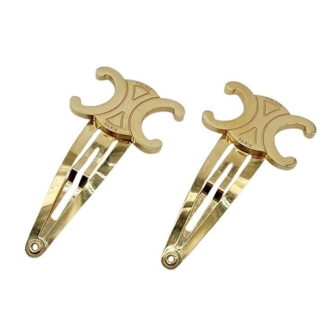 CELINE Triomphe Gold Metal Hair Clip - Women's Accessory (1 of 18)