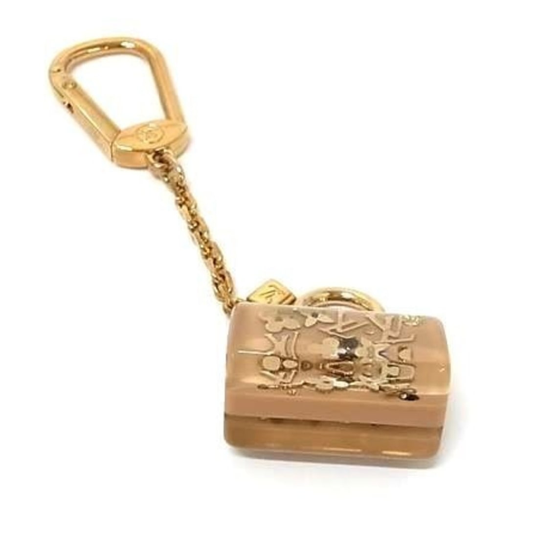 LOUIS VUITTON Louis Vuitton Keychain Portefeuille Speedy Inclusion M65416 Beige x Gold Resin Women's (1 of 10)