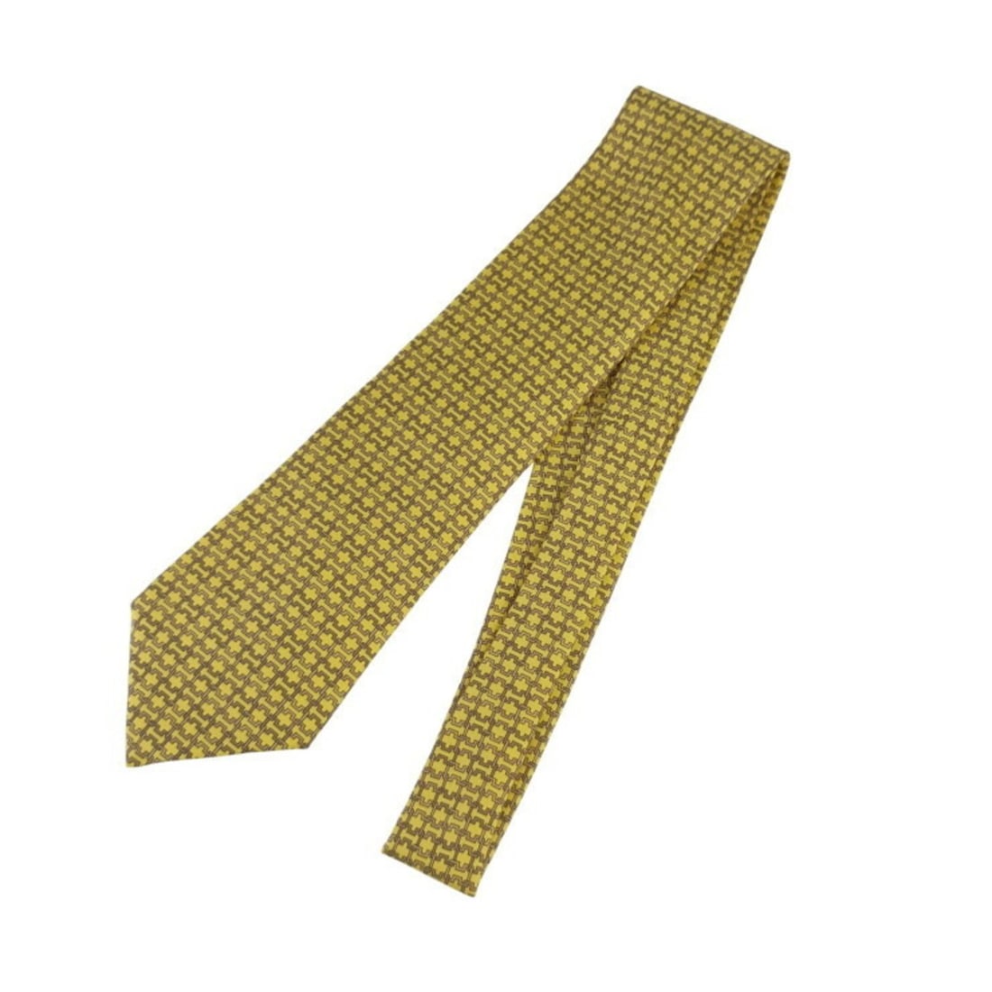 HERMES Hermes tie, yellow silk, men's (1 of 10)
