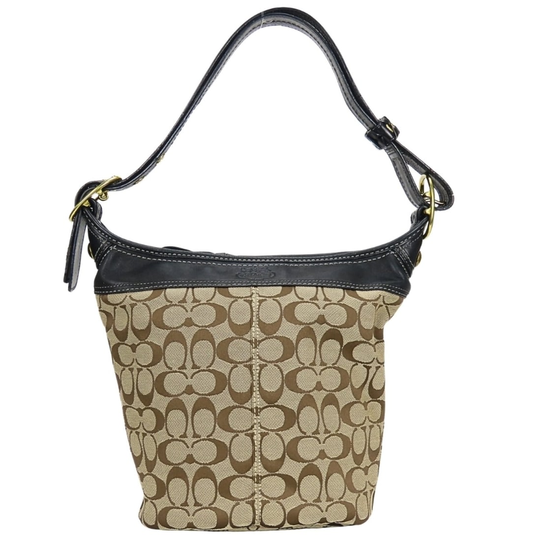 Coach Shoulder Bag Signature F11437 Canvas Leather Beige Black Women's COACH: --- Catalog ---Category: SizeSize (HxWxD): 26cm x 21cm x 12.5cm / 10.23'' x 8.26'' x 4.92''Category: DesignType: Shoulder bagColor: Beige, BlackGender: WomenMaterial: Canvas , Leather Category: Genera