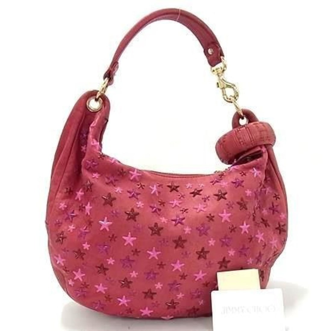 JIMMY CHOO Sky Bag Pink Leather Shoulder with Star Studs - Women's Handbag: --- Catalog ---Category: SizeSize (HxWxD): 25cm x 35cm x 11cm / 9.84'' x 13.77'' x 4.33''Category: DesignType: Handbag, Shoulder bagColor: PinkStyle: EverydayGender: WomenClosure: ZipperMaterial: Leat