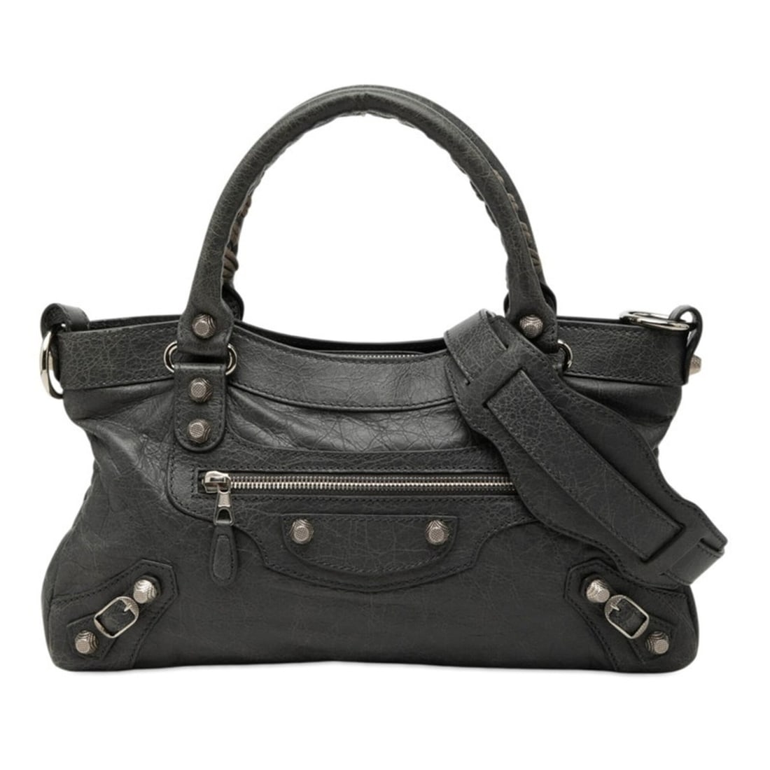 Balenciaga Giant First Handbag One-Shoulder Bag 285433 Gray Leather Women's BALENCIAGA: --- Catalog ---Category: SizeSize (HxWxD): 18cm x 33cm x 5.5cm / 7.08'' x 12.99'' x 2.16''Category: DesignType: Handbag, Shoulder bagColor: Black, GrayGender: WomenMaterial: Leather Category: GeneralM