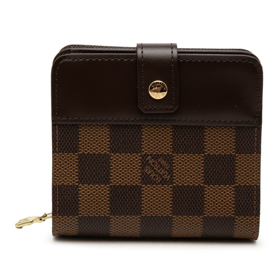 Louis Vuitton Damier Compact Zip Bi-fold Wallet, Wallet N61668, Ebene Brown Leather, Women's, LOUIS: --- Catalog ---Category: SizeSize (HxWxD): 9.5cm x 11cm x 2.5cm / 3.74'' x 4.33'' x 0.98''Category: DesignType: Wallet (bi-fold)Color: BrownGender: WomenMaterial: PVC , Leather Category: GeneralMPN: N