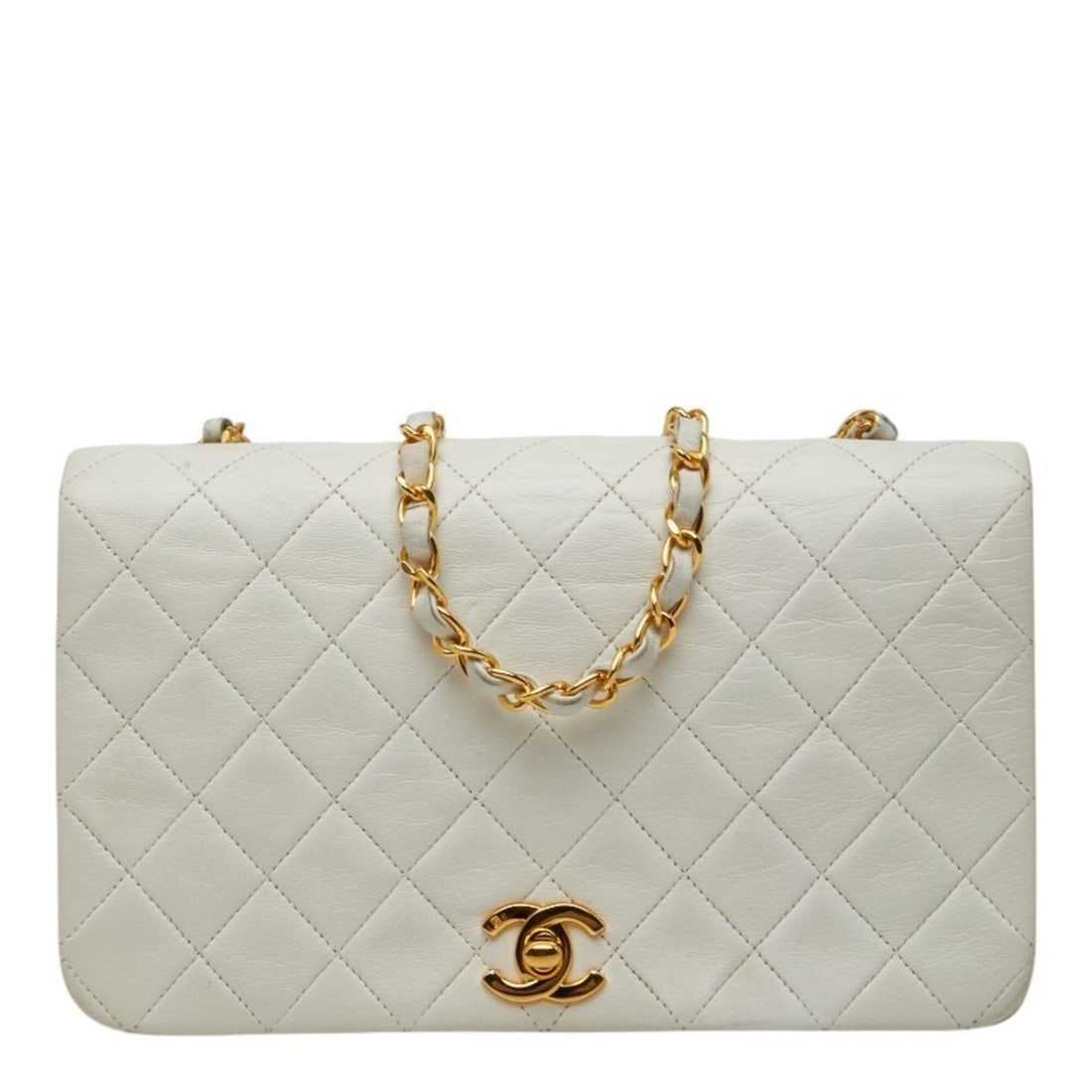 Chanel Matelassé Coco Mark Shoulder Bag, White Gold Lambskin, Women's CHANEL: --- Catalog ---Category: SizeSize (HxWxD): 14cm x 23cm x 7cm / 5.51'' x 9.05'' x 2.75''Category: DesignType: Shoulder bagColor: WhiteGender: WomenMaterial: Leather Leather/Fur Type: LambskinCategory: 