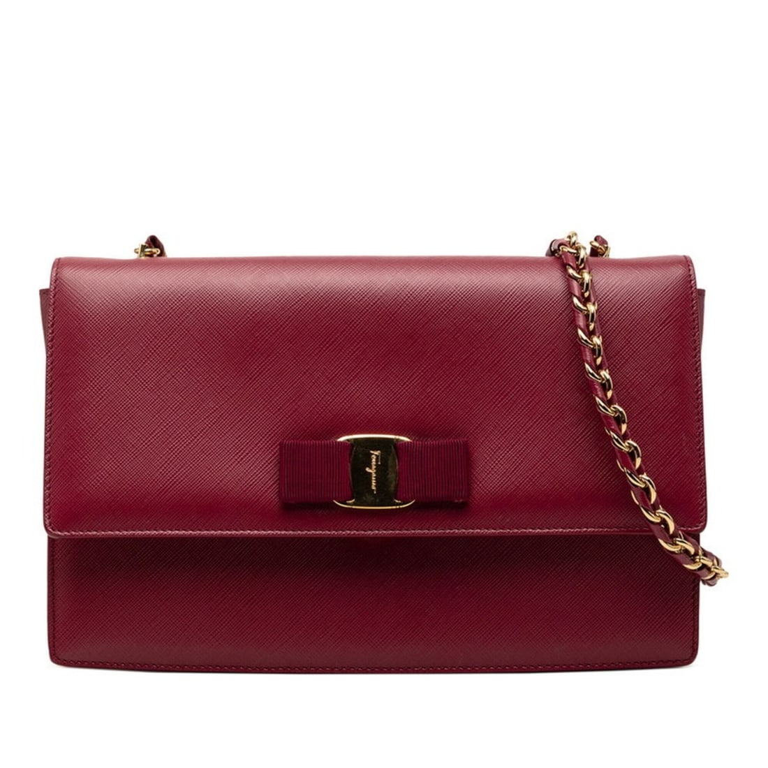 Salvatore Ferragamo Vara Ribbon Chain Shoulder Bag, Pink Leather, Women's (1 of 7)