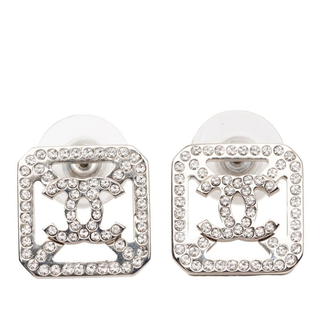 Chanel Coco Mark Square Earrings, Silver Rhinestone Metal, Women's CHANEL: --- Catalog ---Category: SizeSize (HxWxD): 1.50mm x 1.50mm x 10.30mm / 0.06'' x 0.06'' x 0.41''Category: DesignType: Stud earringsColor: SilverStone: RhinestoneGender: WomenMaterial: MetalCategory: Ge