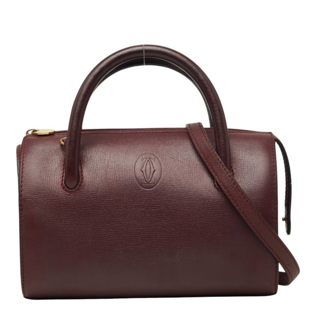 Cartier Must Line Handbag Mini Boston Bag Shoulder 2WAY Bordeaux Wine Red Leather Women's CARTIER (1 of 12)