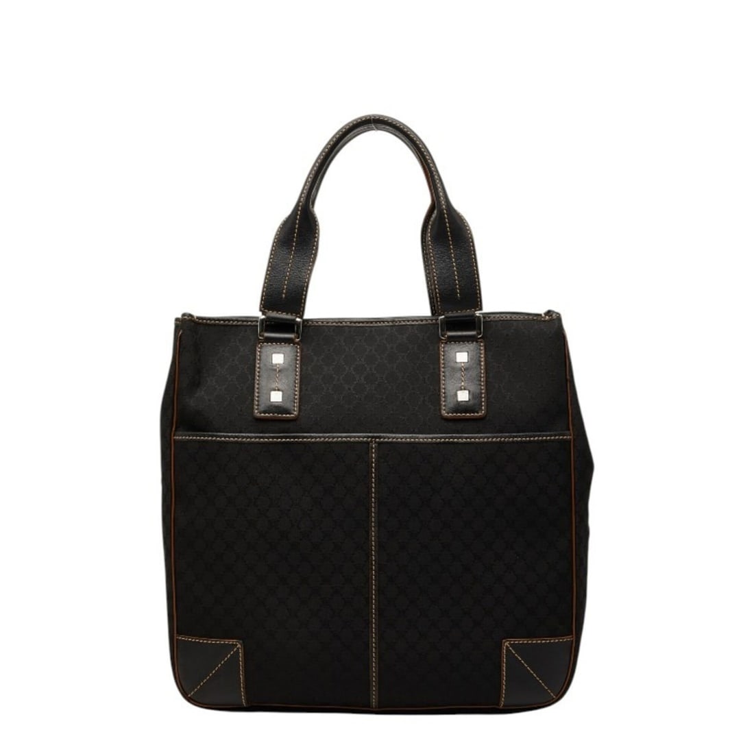 Celine Macadam handbag, black canvas and leather, for women.: --- Catalog ---Category: SizeSize (HxWxD): 32cm x 32cm x 8cm / 12.59'' x 12.59'' x 3.14''Category: DesignType: HandbagColor: BlackGender: WomenMaterial: Canvas , Leather Category: GeneralBrand: Celine