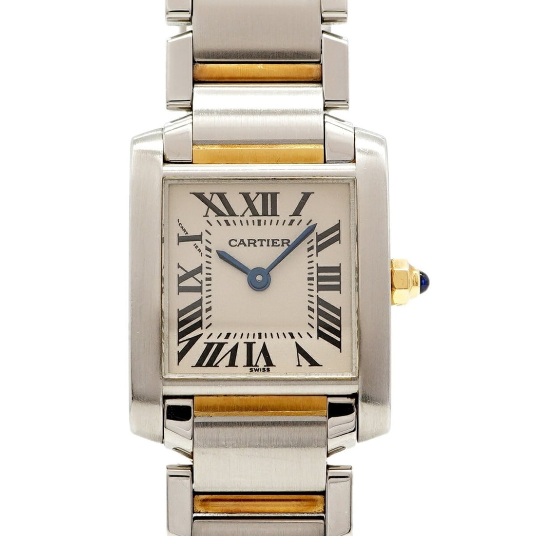 Cartier Tank Française SM Two-Tone W51007Q4 White Dial Women's Watch: --- Catalog ---Category: SizeWrist Size: 15.5cm / 6.1''Case Diameter: 20.3mm / 0.8''Category: DesignType: WristwatchGender: WomenColor (Dial): WhiteMaterial (Band): Stainless steel, Yellow goldCategor
