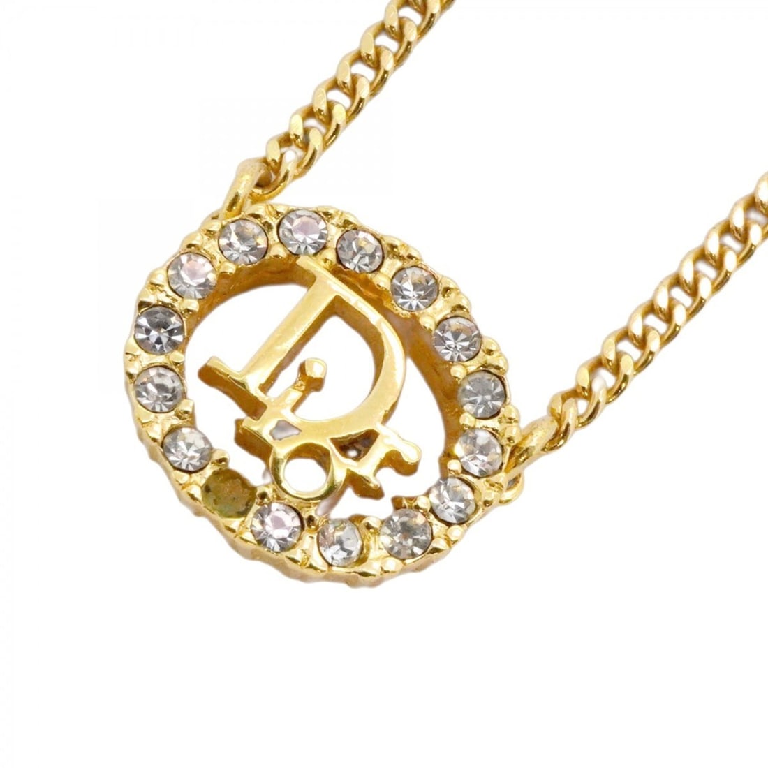 Christian Dior Necklace, GP Plated, Rhinestone, Gold, Women's: --- Catalog ---Category: SizePendant Size: 13.5mm x 16.5mm / 0.53'' x 0.64''Neck Circumference: 38 cm - 43.5 cm / 14.96'' - 17.12''Category: DesignColor: GoldGender: WomenMaterial: Gold plating, Rhine