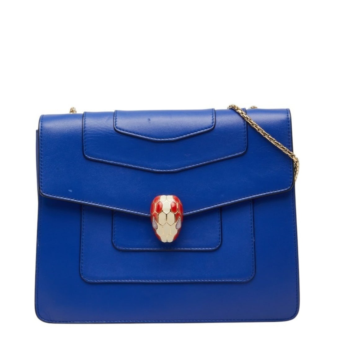 Bulgari Serpenti Forever Chain Shoulder Bag, Blue Leather, Women's BVLGARI: --- Catalog ---Category: SizeSize (HxWxD): 21cm x 25cm x 3cm / 8.26'' x 9.84'' x 1.18''Category: DesignType: Shoulder bagColor: BlueGender: WomenMaterial: Leather Category: GeneralBrand: Bvlgari--- It