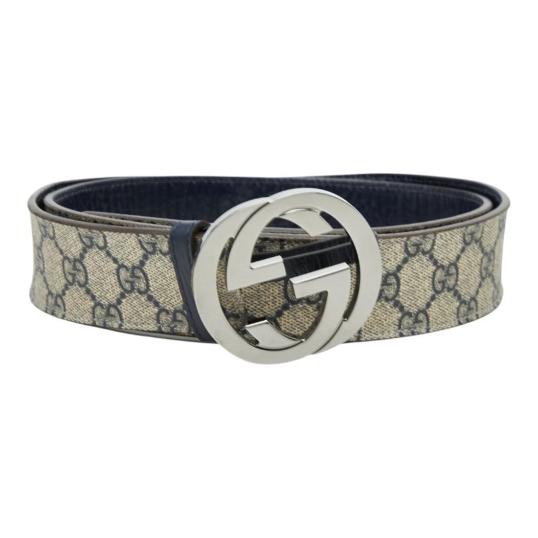 Gucci GG Supreme Interlocking G Belt, Size: 100 40, 114984, Beige/Navy Leather, Men's, GUCCI (1 of 10)
