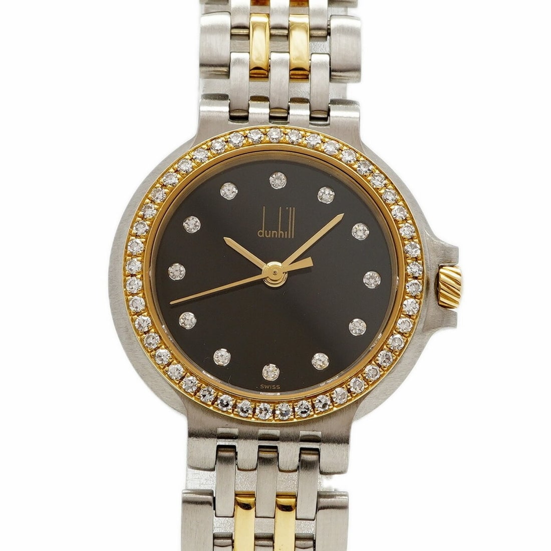 Dunhill Elite Black Dial Women's Watch: --- Catalog ---Category: SizeWrist Size: 16cm / 6.29''Case Diameter: 25mm / 0.98''Category: DesignType: WristwatchGender: WomenColor (Dial): BlackMaterial (Band): Stainless steel, Yellow goldCategory: