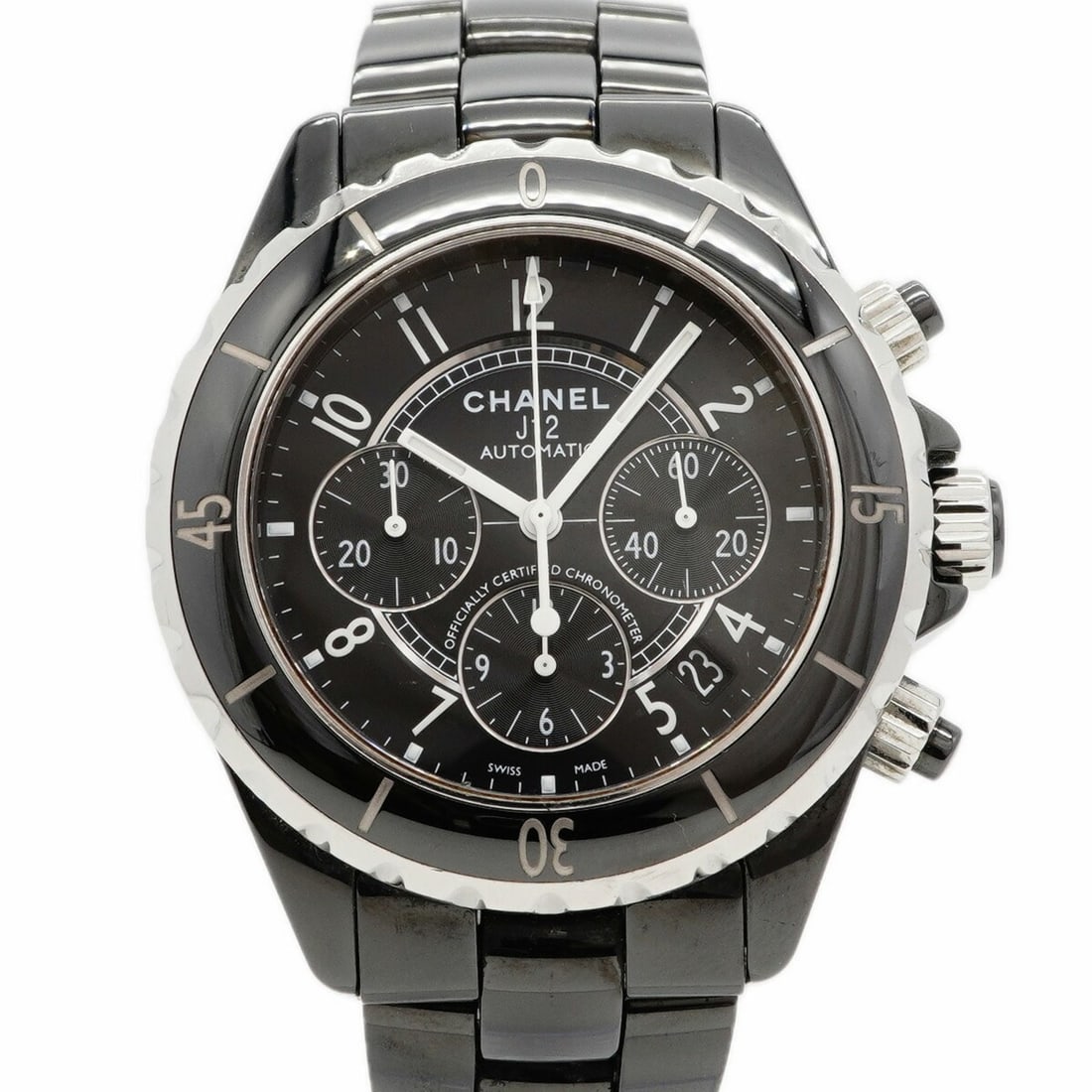 Chanel J12 Chrono H0940 Black Dial Men's Watch: --- Catalog ---Category: SizeWrist Size: 15.5cm / 6.1''Case Diameter: 41mm / 1.61''Category: DesignType: WristwatchGender: MenColor (Dial): BlackMaterial (Band): CeramicCategory: GeneralMPN: H0940Bran