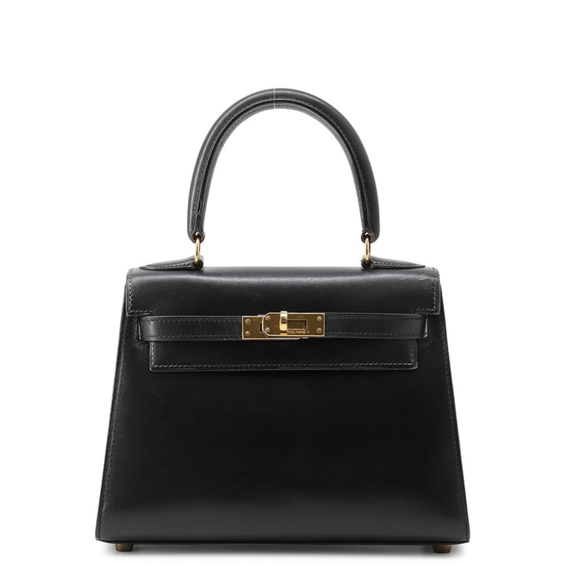 Hermes Mini Kelly handbag, black box calf leather, with U stamp. HERMES 2-way bag, black. women's: --- Catalog ---Category: SizeSize (HxWxD): 12cm x 19cm x 5.5cm / 4.72'' x 7.48'' x 2.16''Category: DesignType: HandbagColor: BlackGender: WomenMaterial: Box calf leather Category: GeneralBrand: