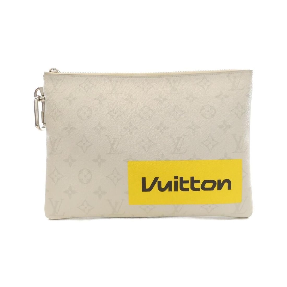 Louis Vuitton White Monogram Logo Zipped Handbag Pouch GM M68310: --- Catalog ---Category: SizeSize (HxWxD): 20cm x 28cm x 2cm / 7.87'' x 11.02'' x 0.78''Category: DesignType: HandbagColor: BlancGender: WomenMaterial: Coated canvas Hardware Color: SilverCategory: