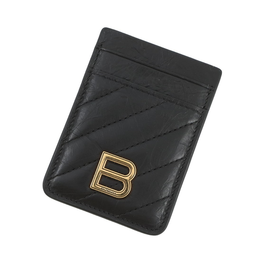 Balenciaga Crush Card Holder, Quilted Calfskin, 782132, Black.: --- Catalog ---Category: DesignType: Card caseColor: BlackGender: Women,MenMaterial: Leather Category: GeneralBrand: BalenciagaCategory: Physical PropertiesSize (HxWxD): 9.5cm x 6.5cm / 3.74'' x 2.55'