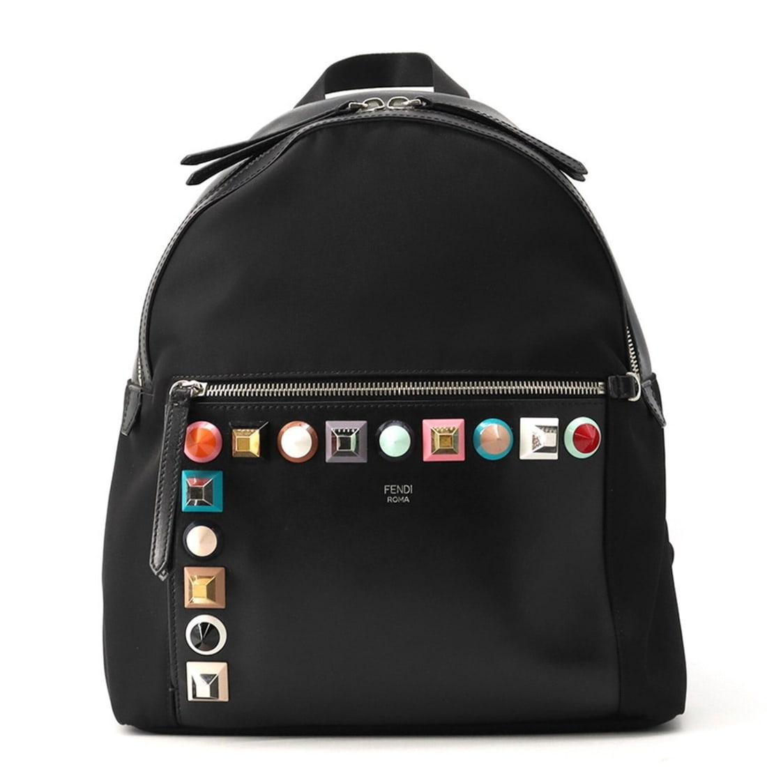 Fendi Studded Leather Backpack 8BZ035 FENDI Handbag Black Women's: --- Catalog ---Category: SizeSize (HxWxD): 32cm x 28.5cm x 11cm / 12.59'' x 11.22'' x 4.33''Category: DesignType: BackpackColor: BlackGender: WomenMaterial: Leather Category: GeneralBrand: FendiCountr