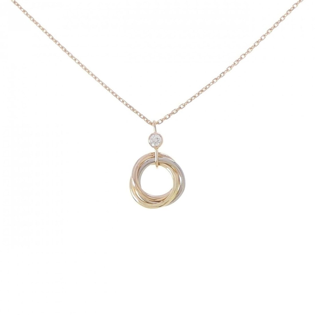 Cartier Trinity Necklace: --- Catalog ---Category: SizePendant Size: 16.6mm x 10.8mm / 0.65'' x 0.42''Neck Circumference: 37 cm - 40 cm / 14.56'' - 15.74''Category: DesignStone: DiamondGender: WomenMaterial: Pink gold (18K), W