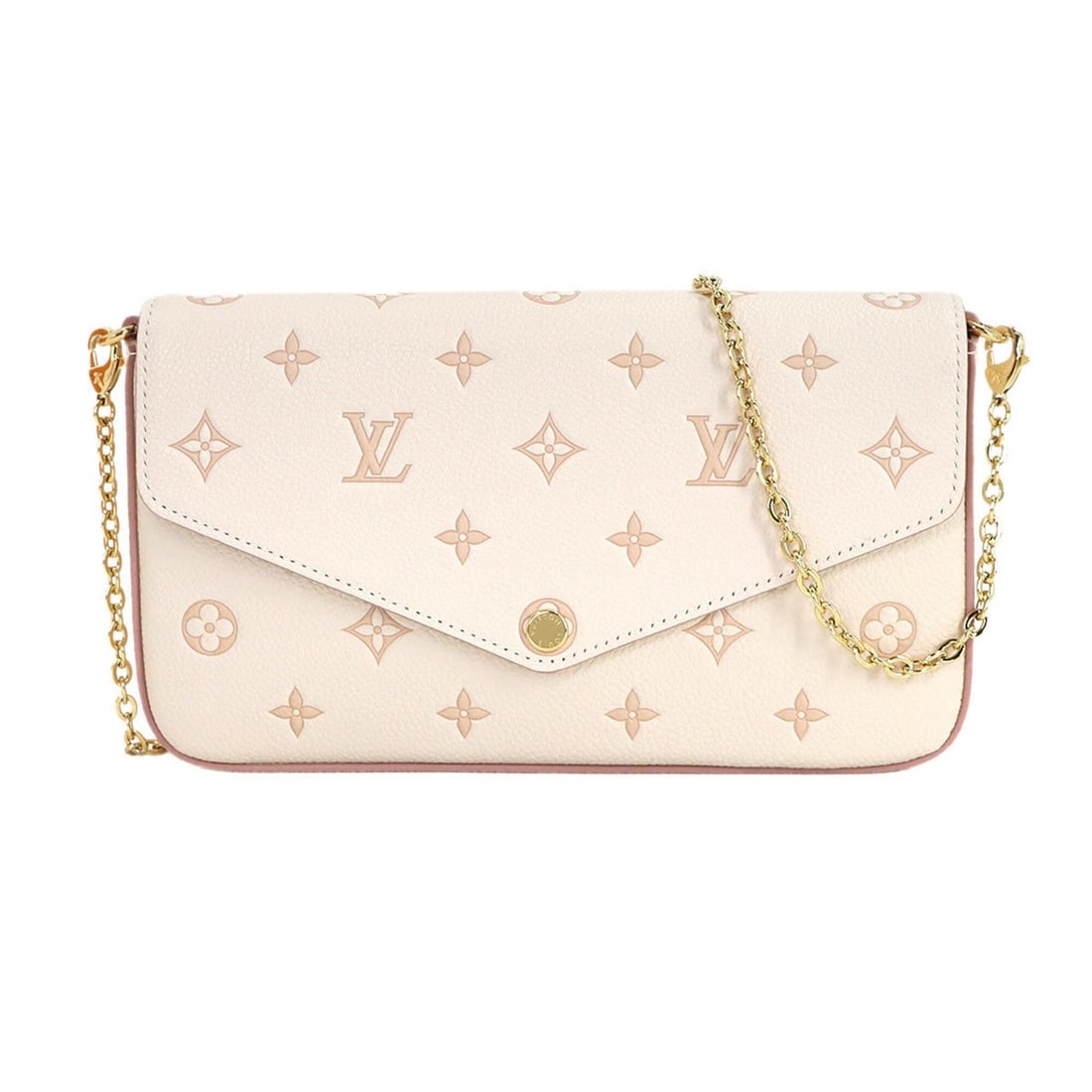 Louis Vuitton Monogram Empreinte Pochette Felicie Chain Wallet Bicolor Eden M14968 RFID: --- Catalog ---Category: SizeSize (HxWxD): 12.5cm x 21.5cm x 3cm / 4.92'' x 8.46'' x 1.18''Category: DesignType: PochetteGender: WomenMaterial: Monogram Empreinte Category: GeneralMPN: M14968Brand: Lo