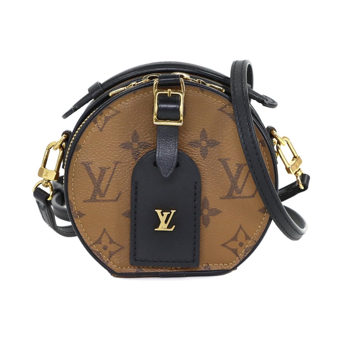 Louis Vuitton LOUIS VUITTON Monogram Reverse Mini Boite Chapeau Shoulder Handbag Brown M68276 RFID: --- Catalog ---Category: SizeSize (HxWxD): 12cm x 13cm x 6cm / 4.72'' x 5.11'' x 2.36''Category: DesignType: Shoulder bagColor: Brown, Monogram ReverseGender: WomenMaterial: Monogram Reverse