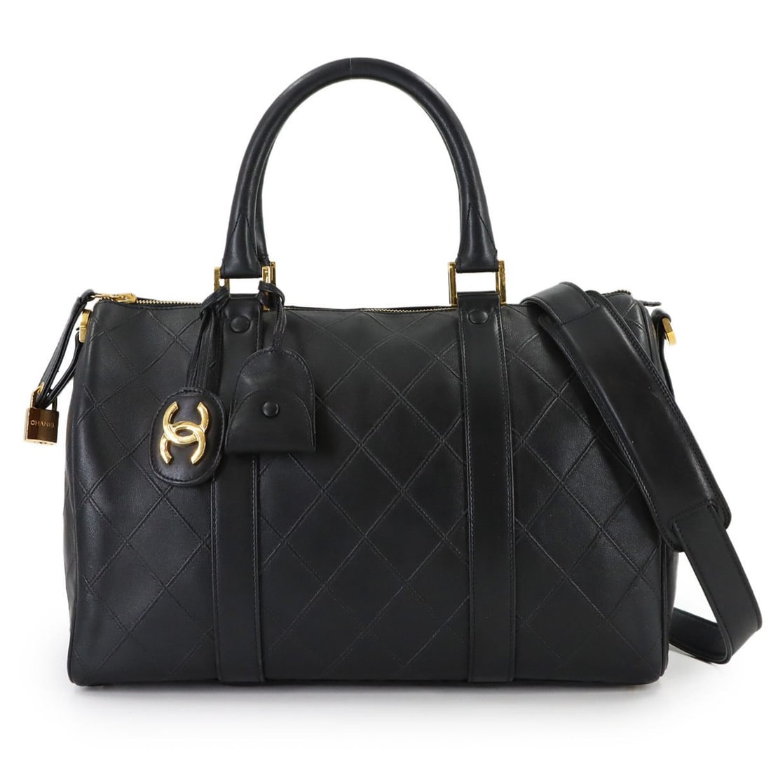 Chanel Piccolore 2-way Mini Boston Shoulder Handbag, Leather, Black with Gold Hardware.: --- Catalog ---Category: SizeSize (HxWxD): 23cm x 35cm x 17cm / 9.05'' x 13.77'' x 6.69''Category: DesignType: Boston bag, Handbag, Shoulder bagColor: BlackGender: WomenMaterial: Leather Category: Gen