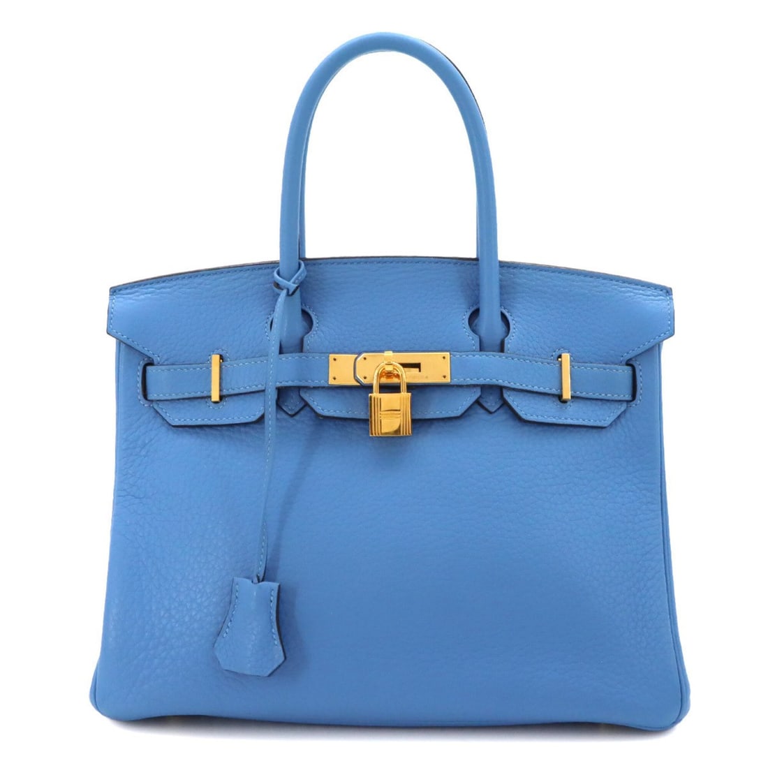 Hermes Birkin 30 Taurillon Clemence Blue Paradise Handbag ?R stamp Gold hardware: --- Catalog ---Category: SizeSize (HxWxD): 24cm x 30cm x 15.5cm / 9.44'' x 11.81'' x 6.1''Category: DesignType: HandbagColor: Blue ParadiseGender: WomenMaterial: Taurillon clemence leather Category: G
